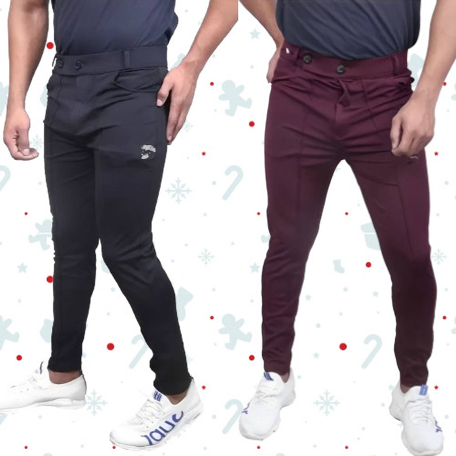 ACE SPORTS Solid Men Maroon, Black Track Pants