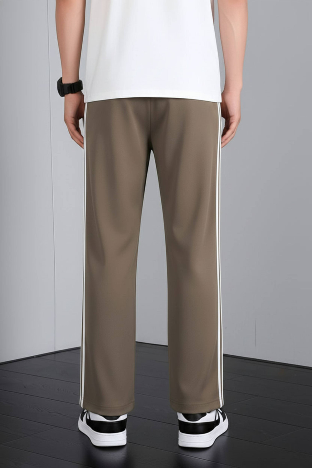 Image of LOTHRIC Striped Men Brown Track Pants