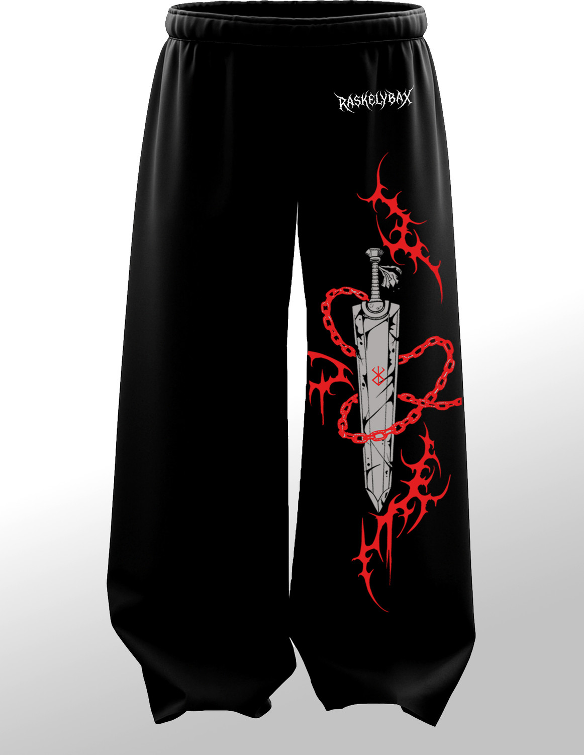 Image of RASKELYBAX Printed Men Black Track Pants