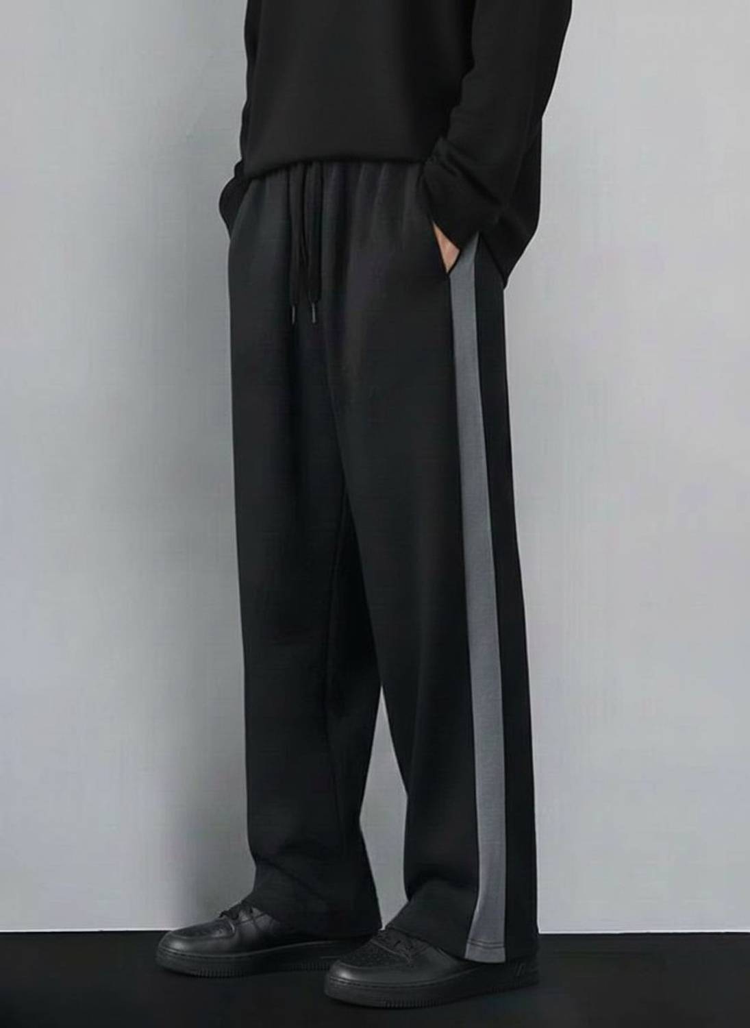 yanexa Striped Men Black, Grey Track Pants Pack of 2 - Image 2