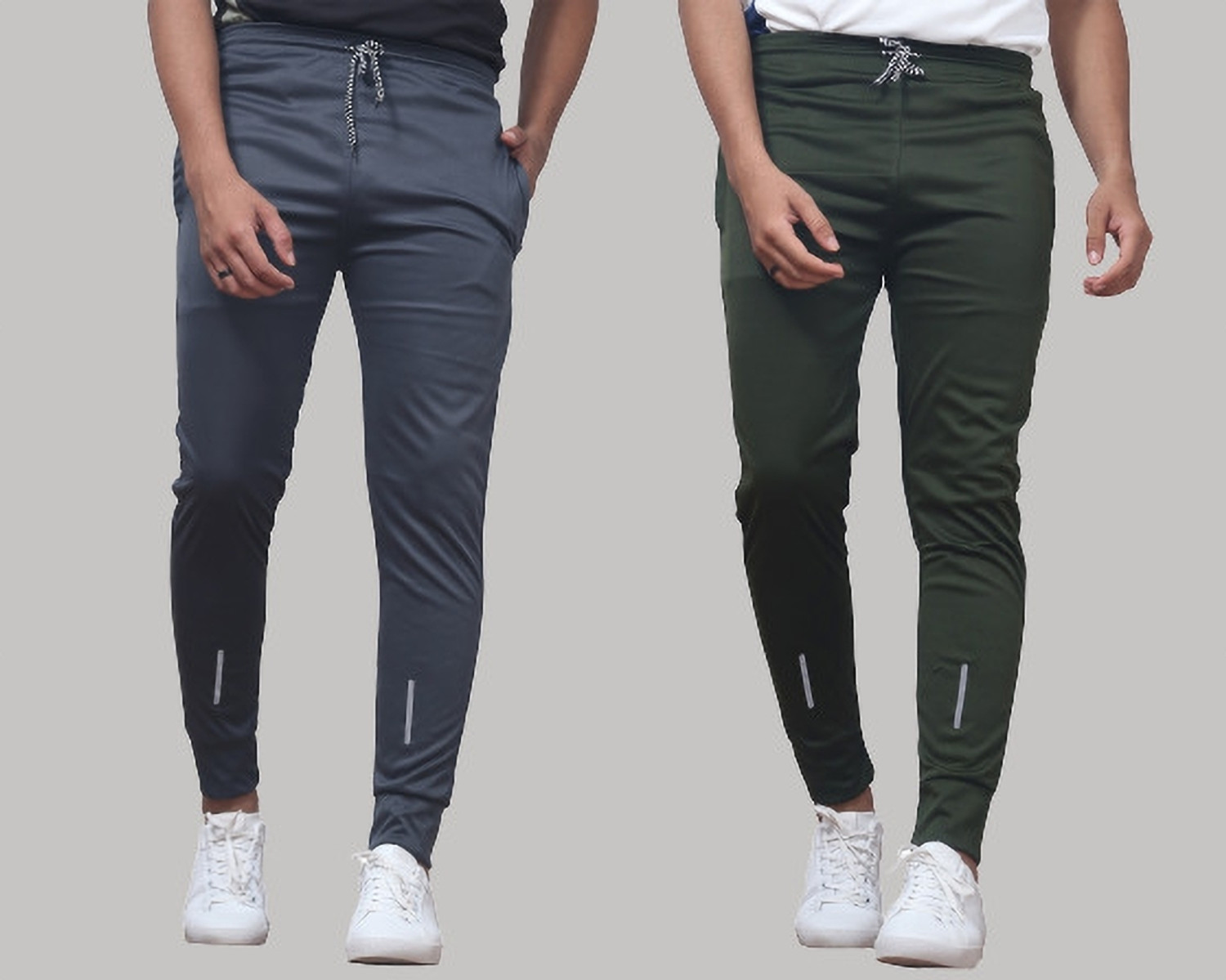 Image of Suzaro Solid Men Grey, Olive Track Pants