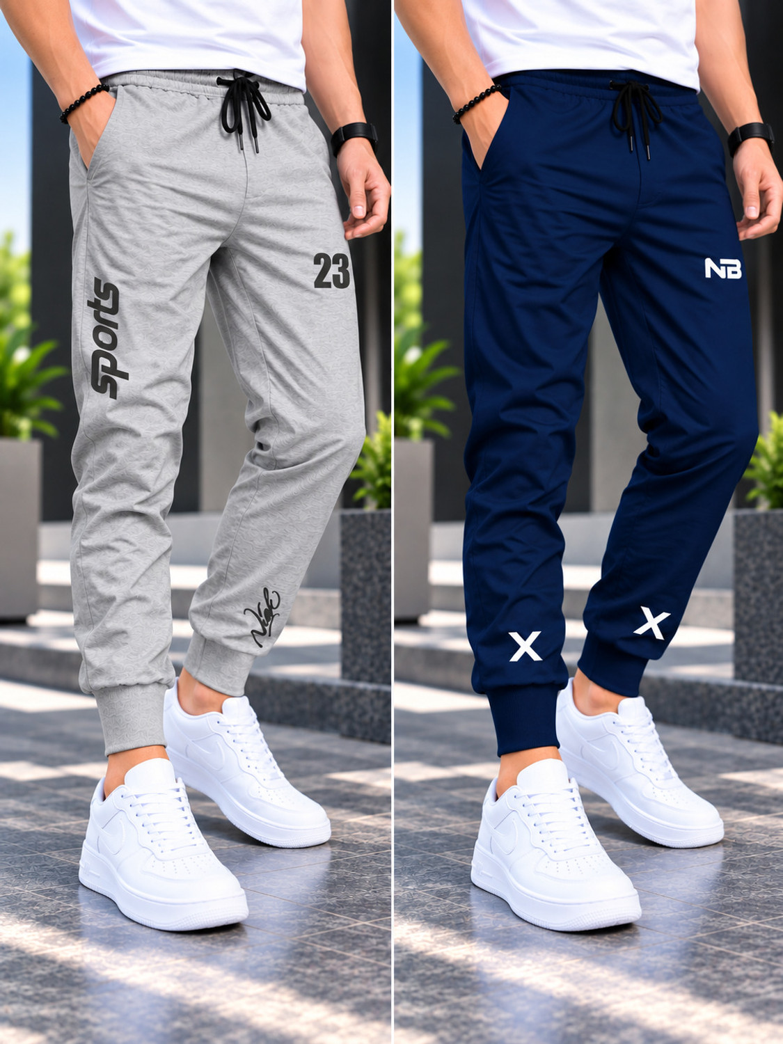 Image of NB NICKY BOY Pack of 2 Men Printed Multicolor Track Pants