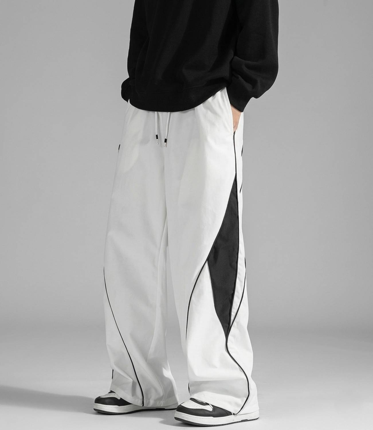 VEXUA Striped Men White, Black Track Pants - Image 2