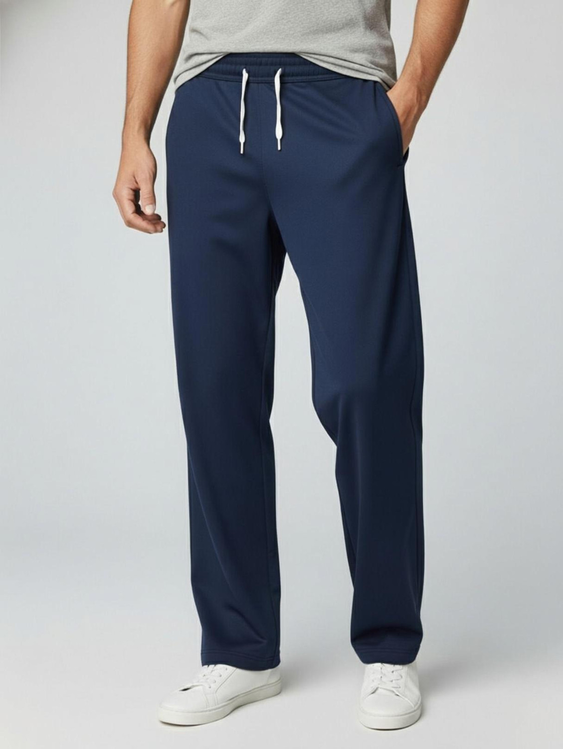 Image of INDICLUB Loose Fit Men Dark Blue Trousers