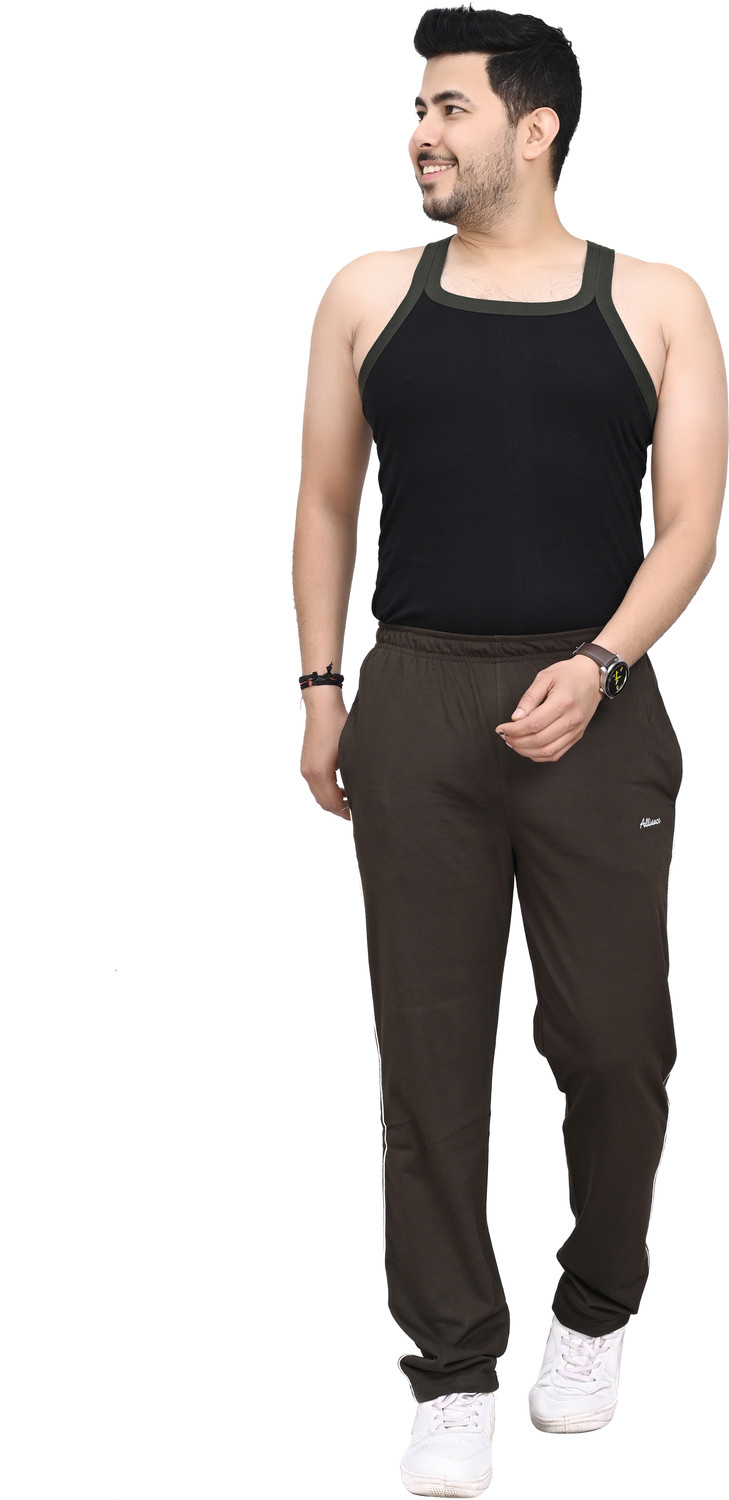 Image of Allince Solid Men Brown Track Pants