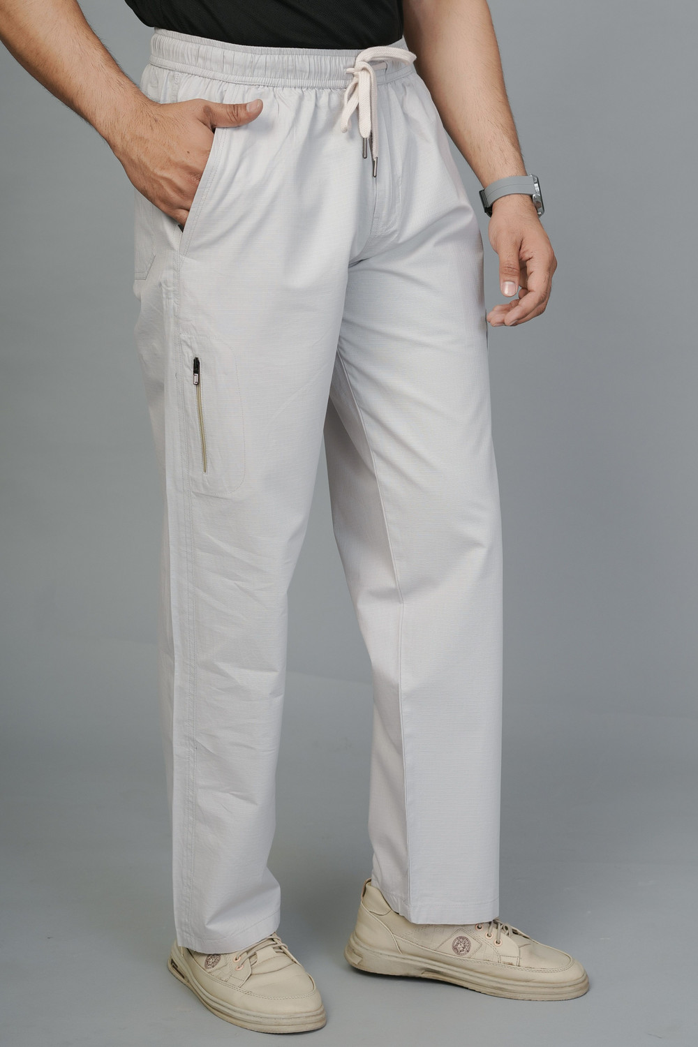 Image of Cargo Sports Solid Men White Track Pants
