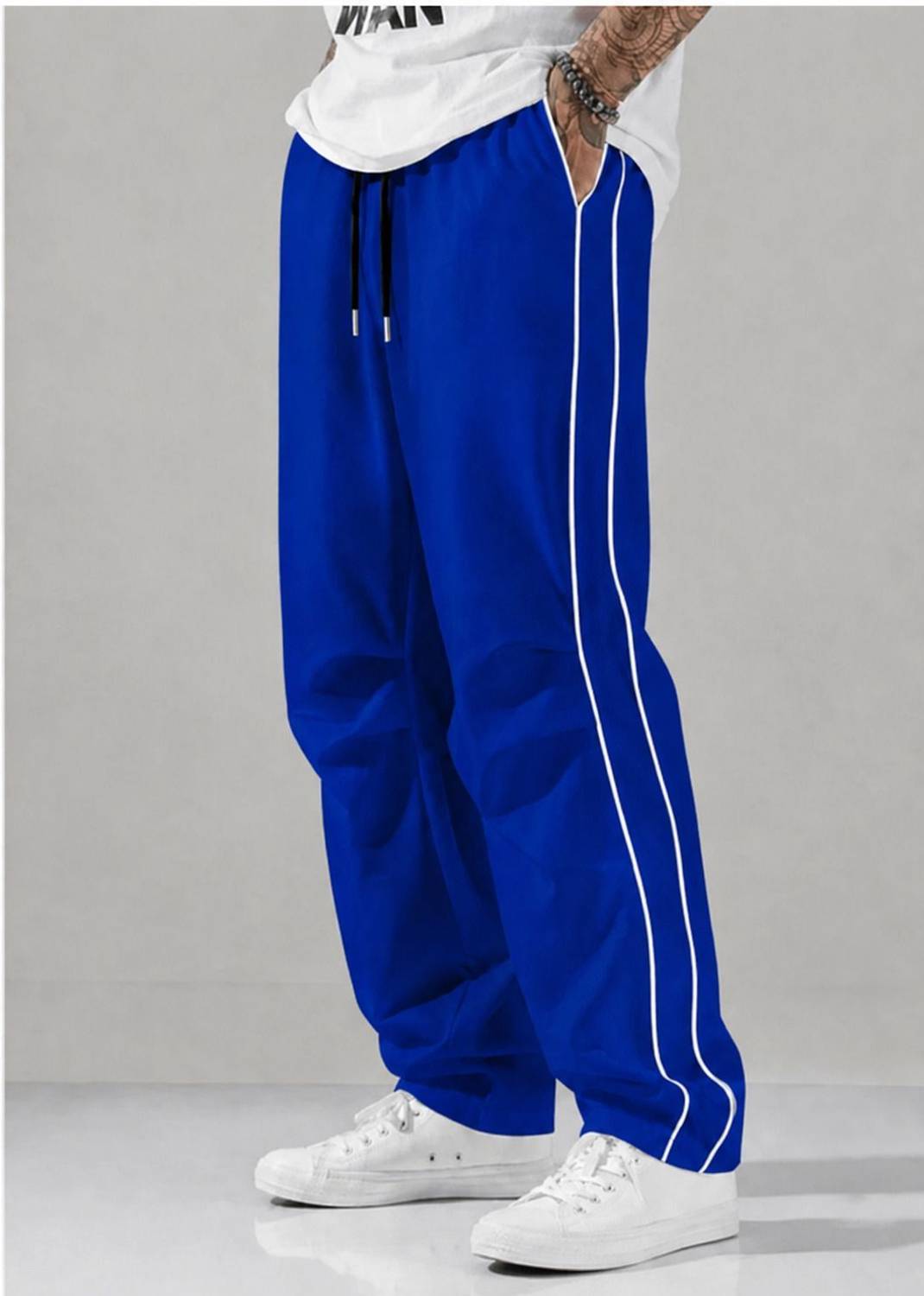 MODESHIFT Striped Blue Track Pants - Image 1