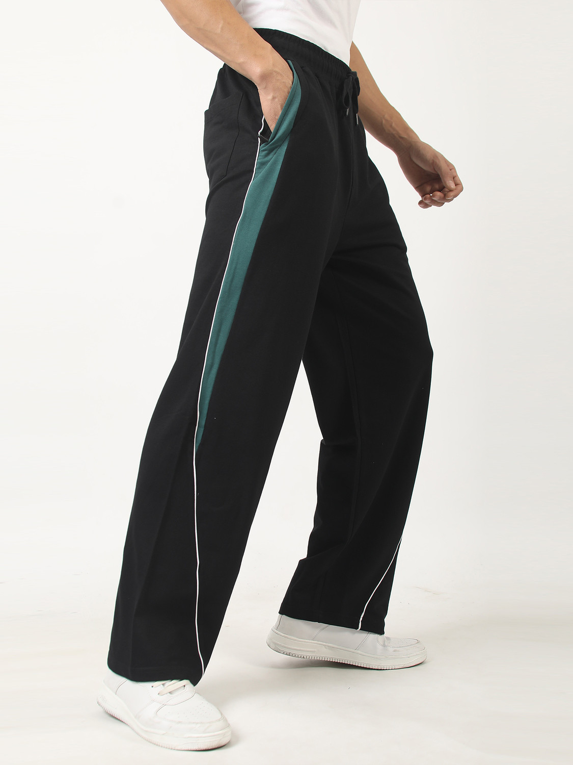 Image of MANIAC Colorblock Men Black Track Pants