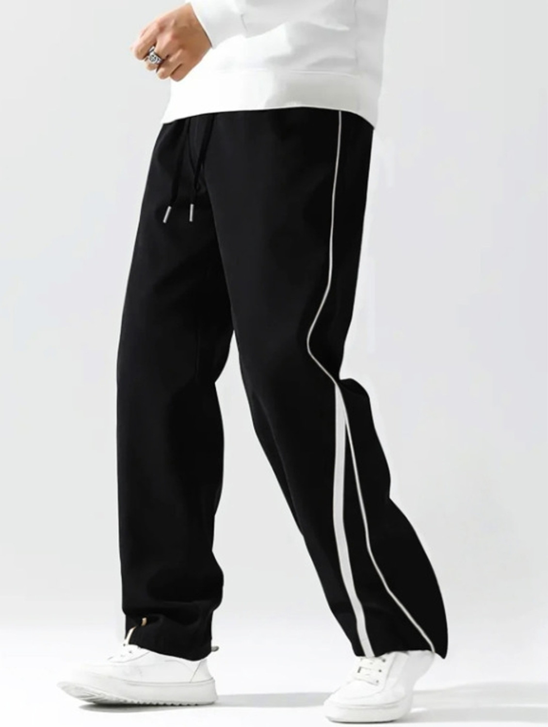 Image of VEXUA Striped Men Black Track Pants