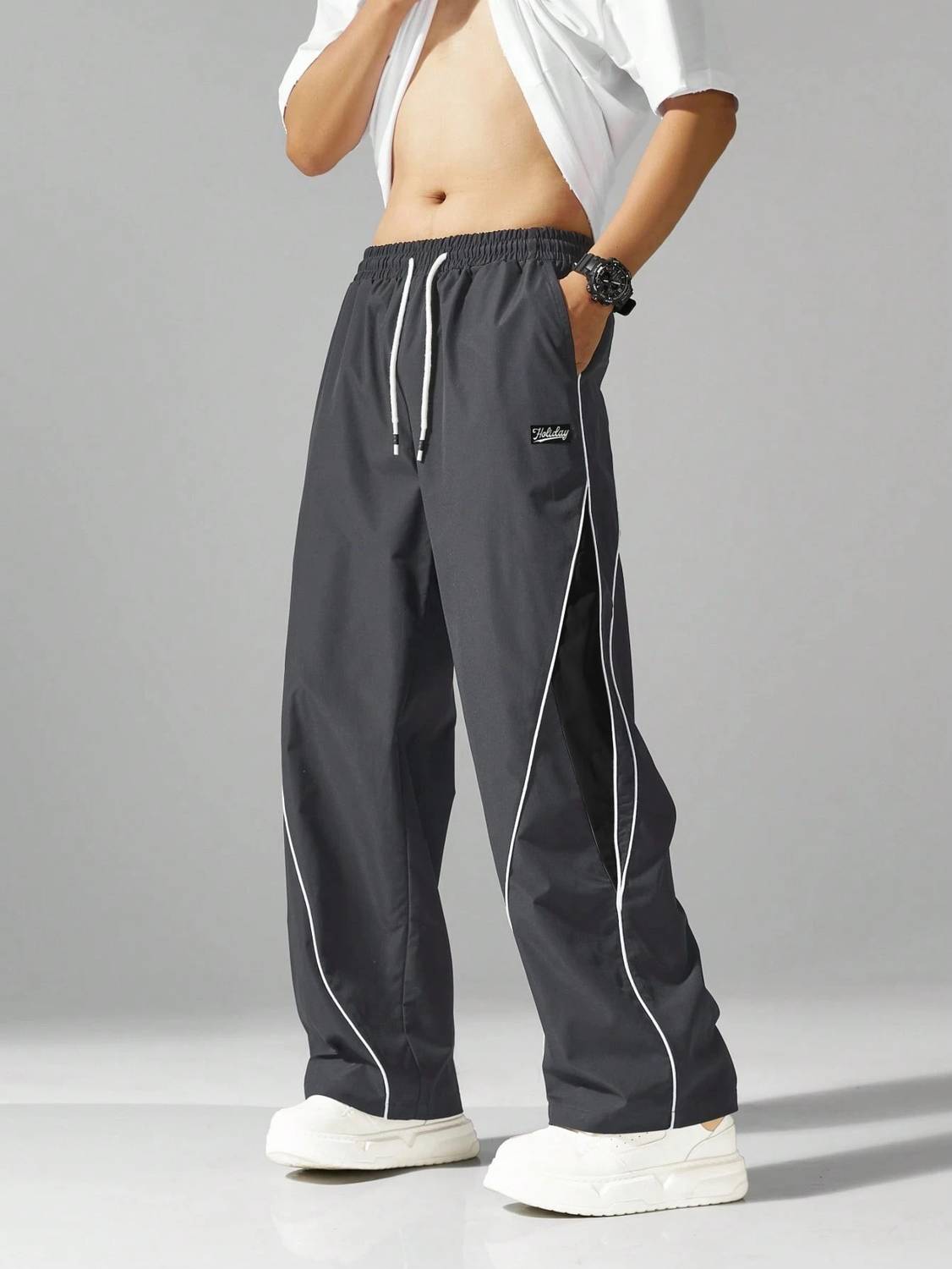 POSHAX Solid Men Grey Track Pants