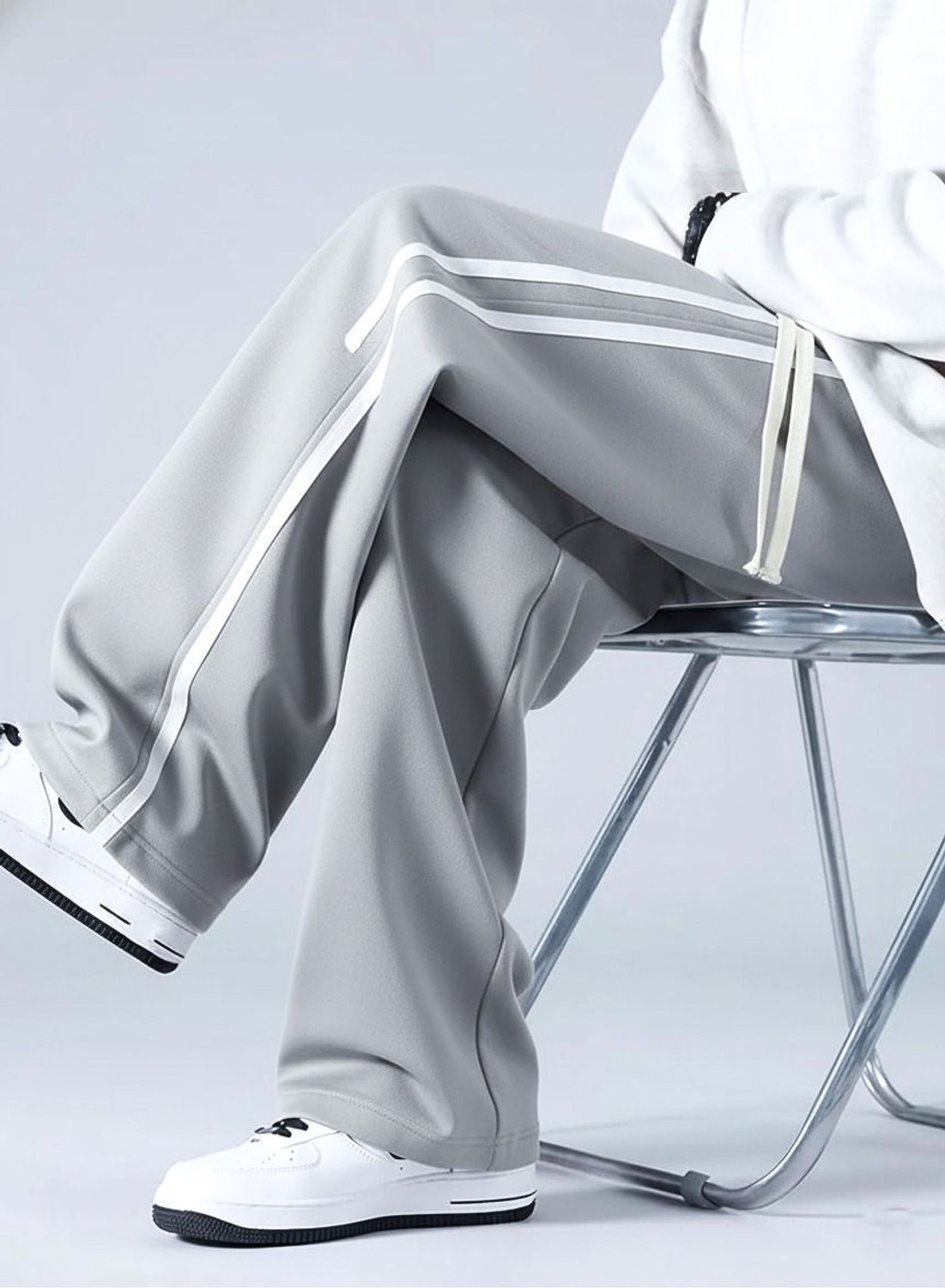 Image of KEESUN Striped Men Grey Track Pants