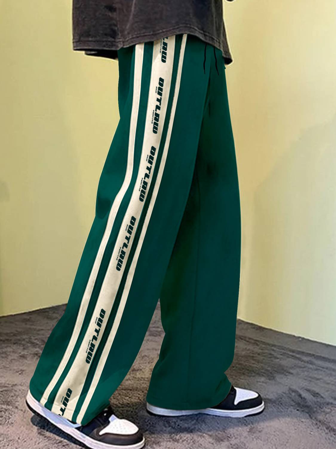 Jump Cuts Striped Men Green, Beige Track Pants - Image 2