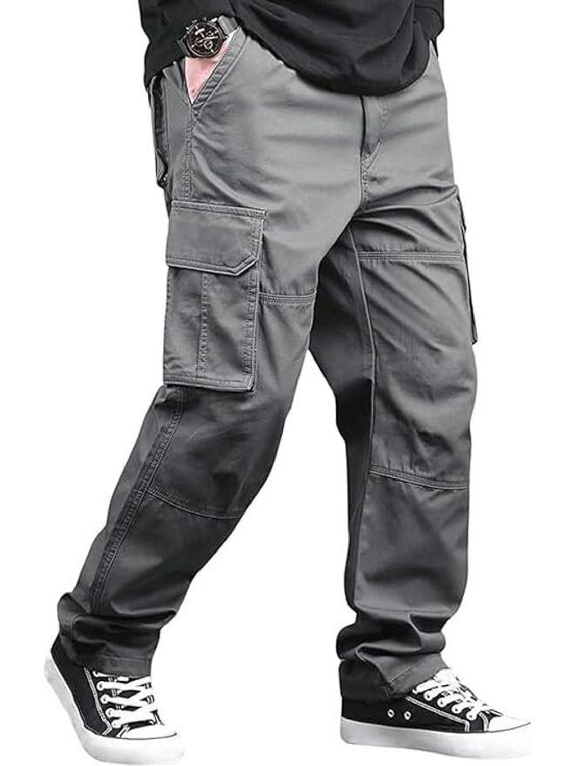 Image of SATVISH Men Solid Grey Track Pants