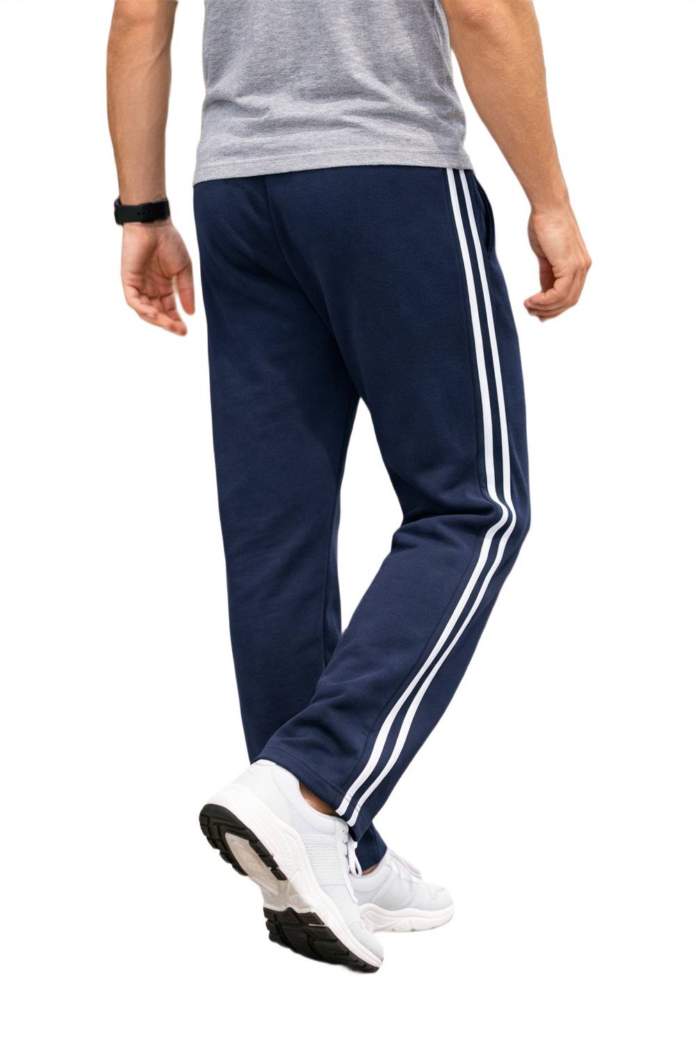 Diwazzo Striped Men Silver, Dark Blue Track Pants Pack of 2 - Image 2