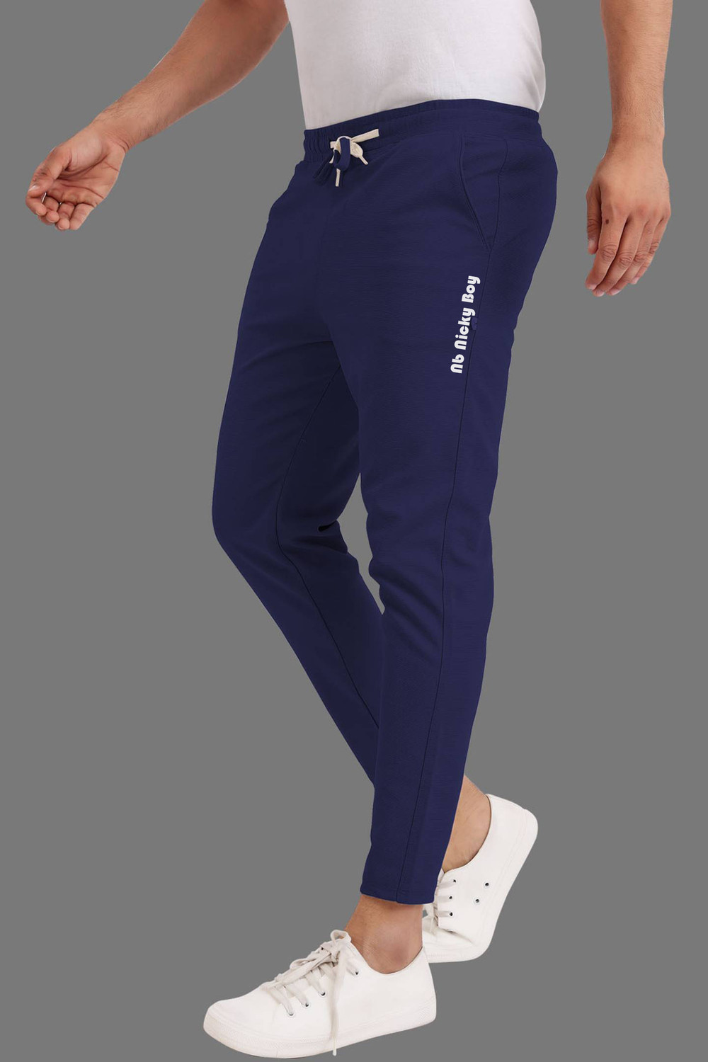 Image of NB NICKY BOY Solid Men Blue Track Pants