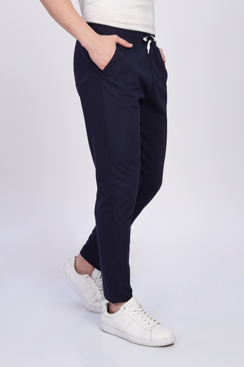 Image of Duooble Solid Men Dark Blue Track Pants