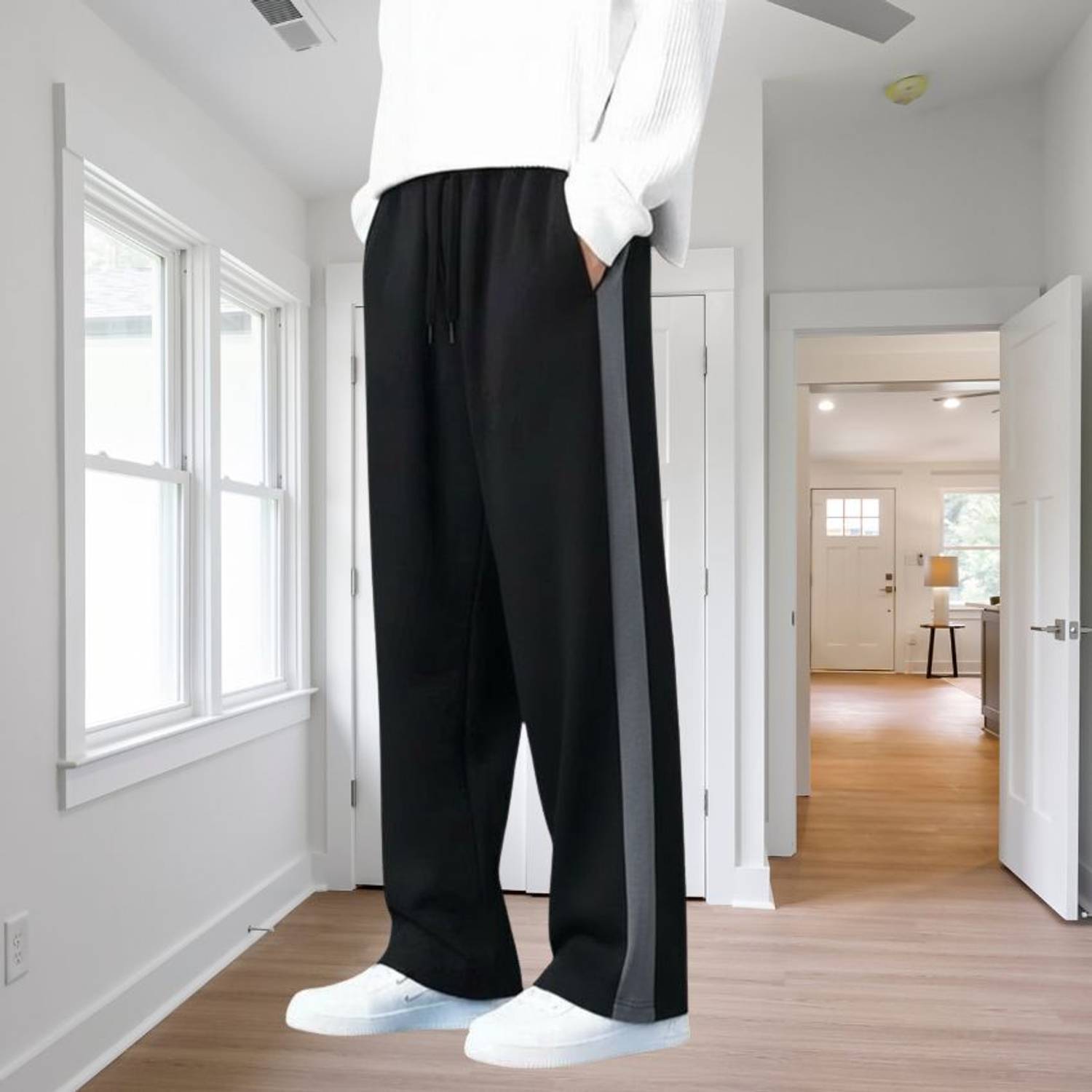 yanexa Colorblock Men Black Track Pants - Image 1