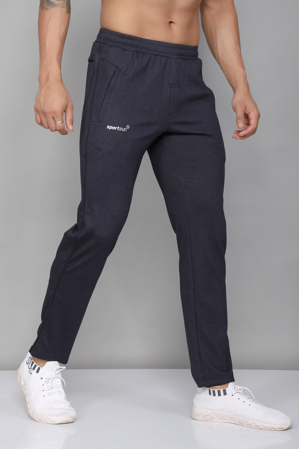 Image of Sport Sun Solid Men Grey Track Pants