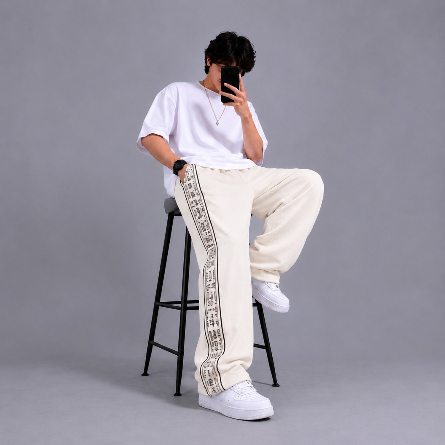 Image of MODESHIFT Printed Men Beige Track Pants