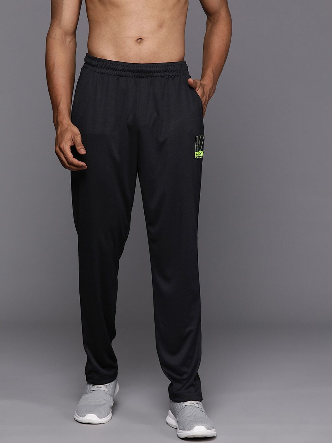 Image of HRX by Hrithik Roshan Solid Men Black Track Pants