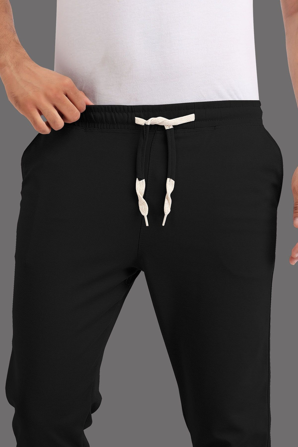 Image of Duooble Solid Men Black Track Pants