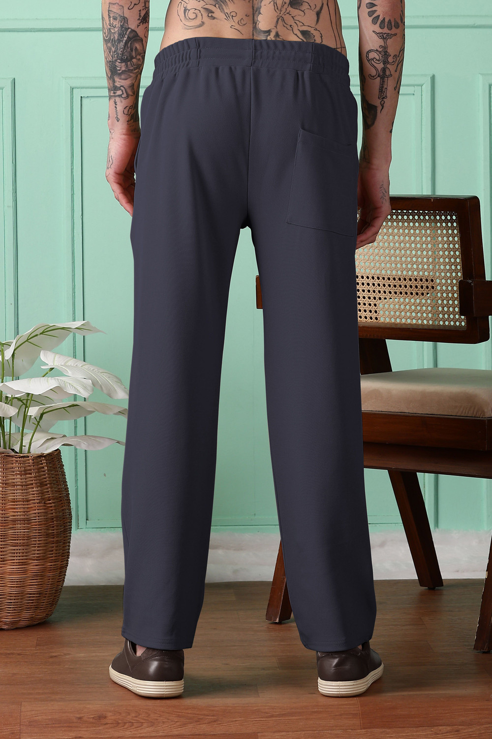 Image of Aurenza Men Solid Grey Track Pants