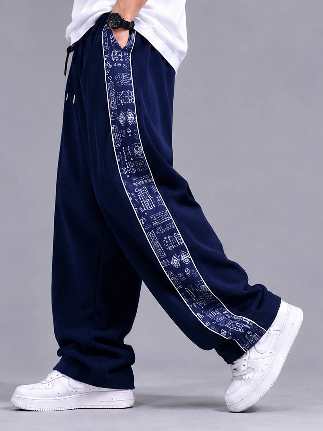 MODESHIFT Men Dark Blue Track Pants - Image 1