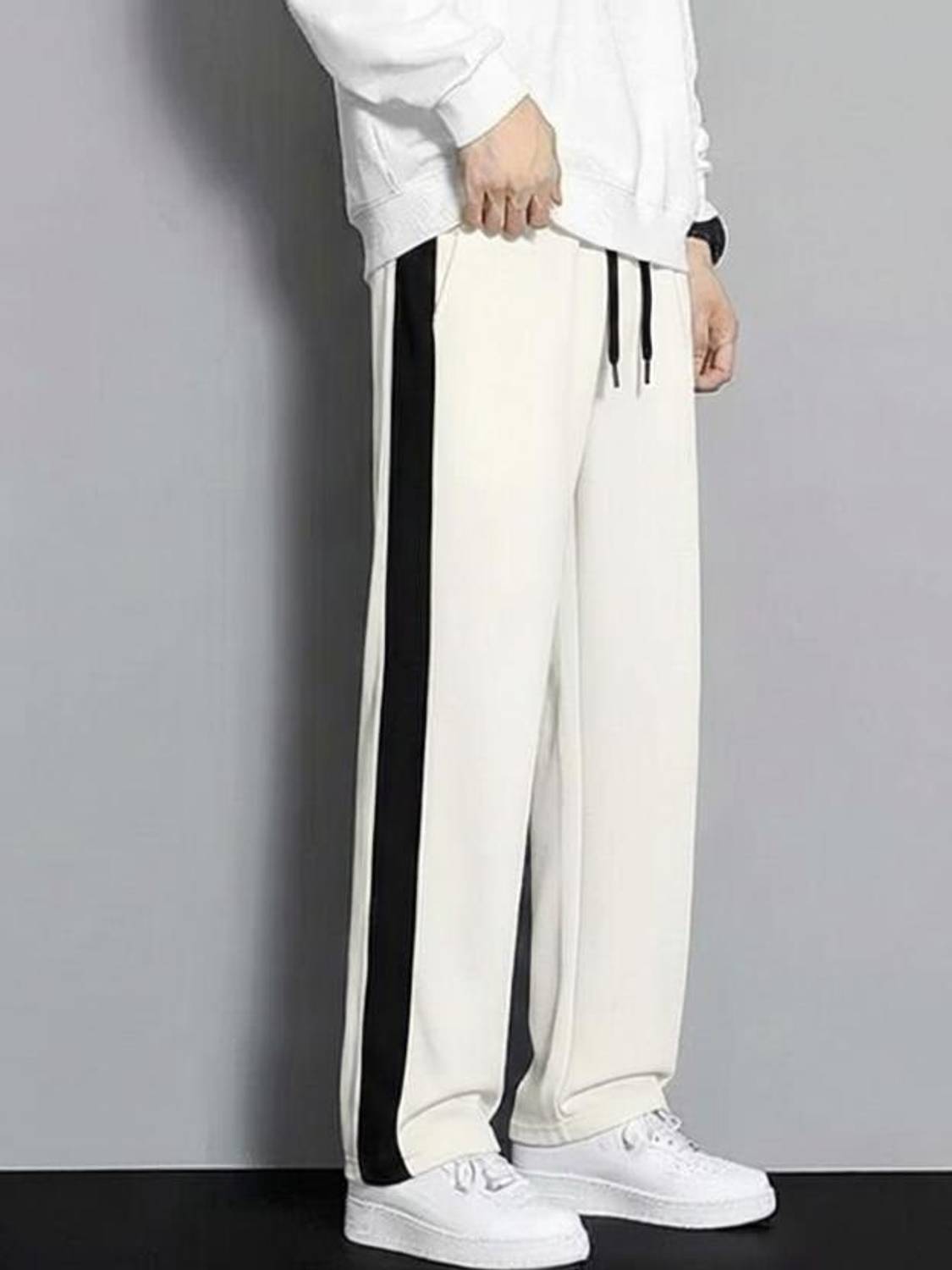 STITCHCOUNTER Men White Track Pants - Image 1