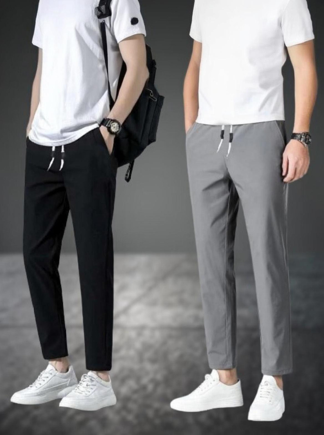 Image of Dresvia Solid Men Black, Blue Track Pants