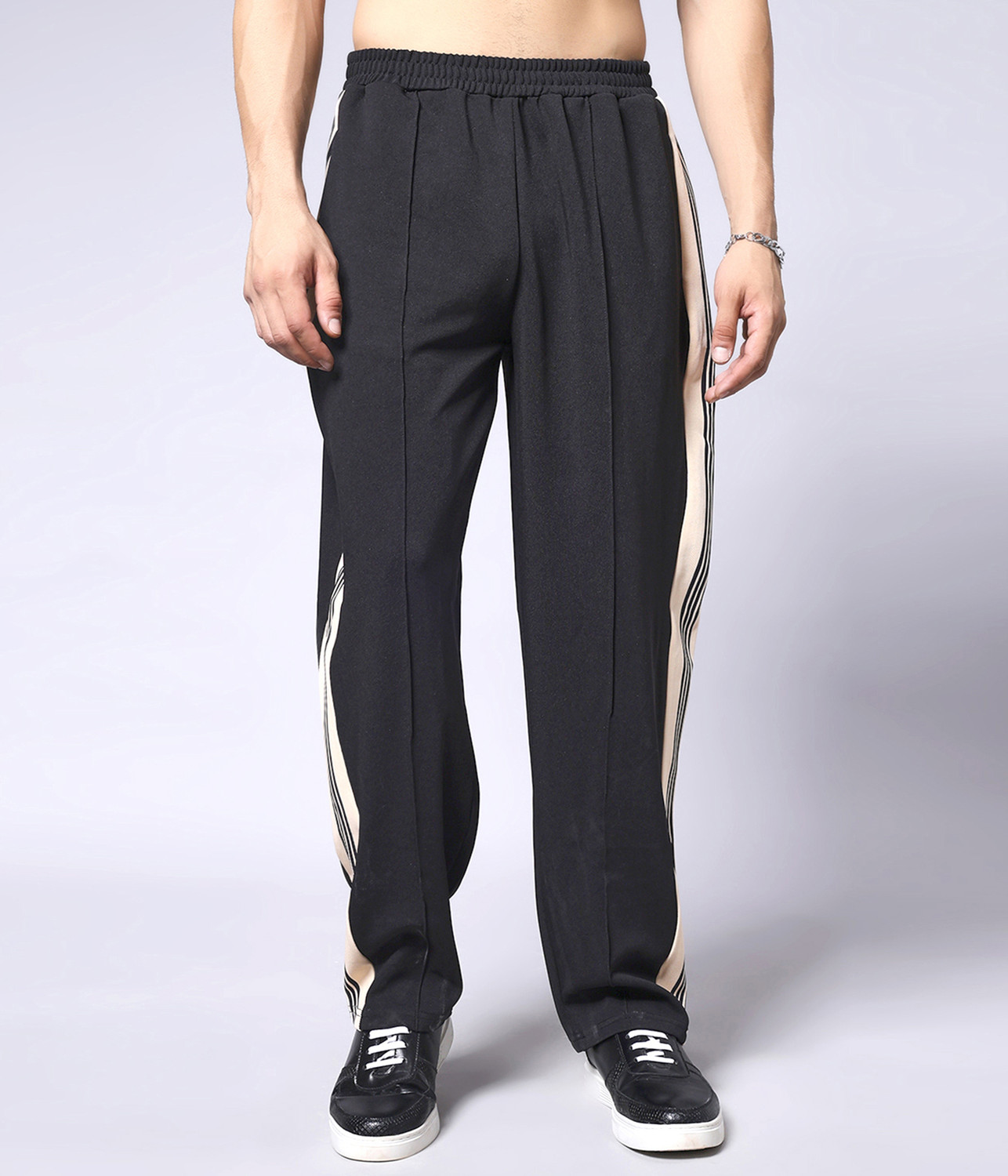 Image of METRONAUT Solid, Striped Men Beige Track Pants