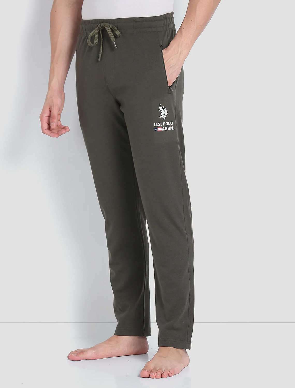Image of U.S. POLO ASSN. Solid Men Green Track Pants