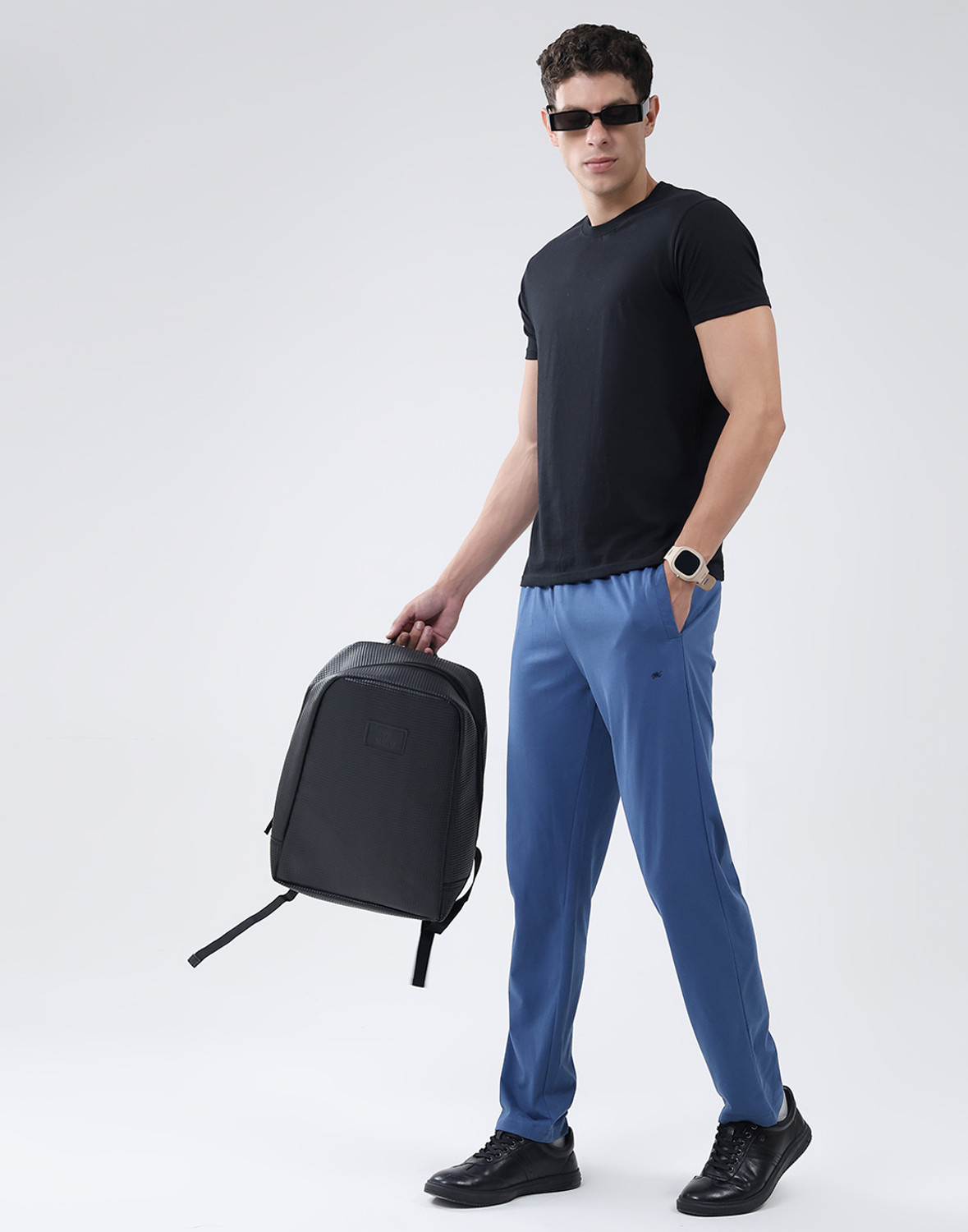 Image of MONTE CARLO Solid Men Blue Track Pants