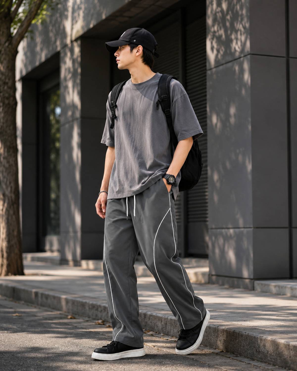 NetClick Grey Striped Men Track Pants - Image 2