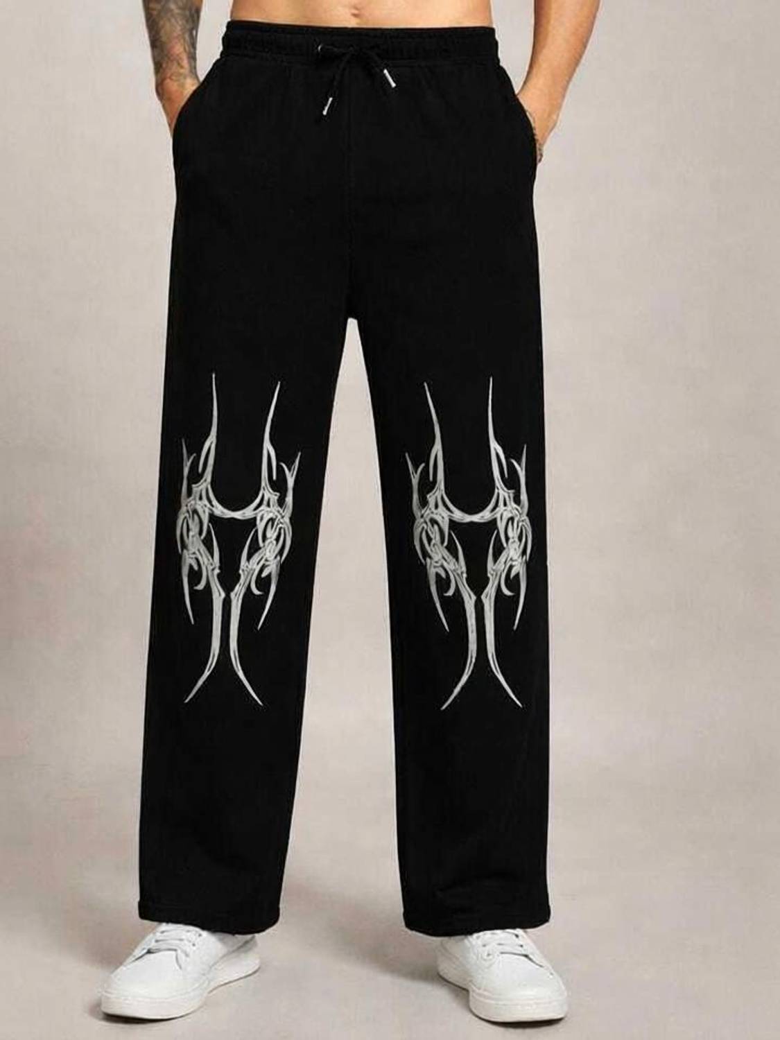 AVA Fashion Graphic Print Men Black Track Pants