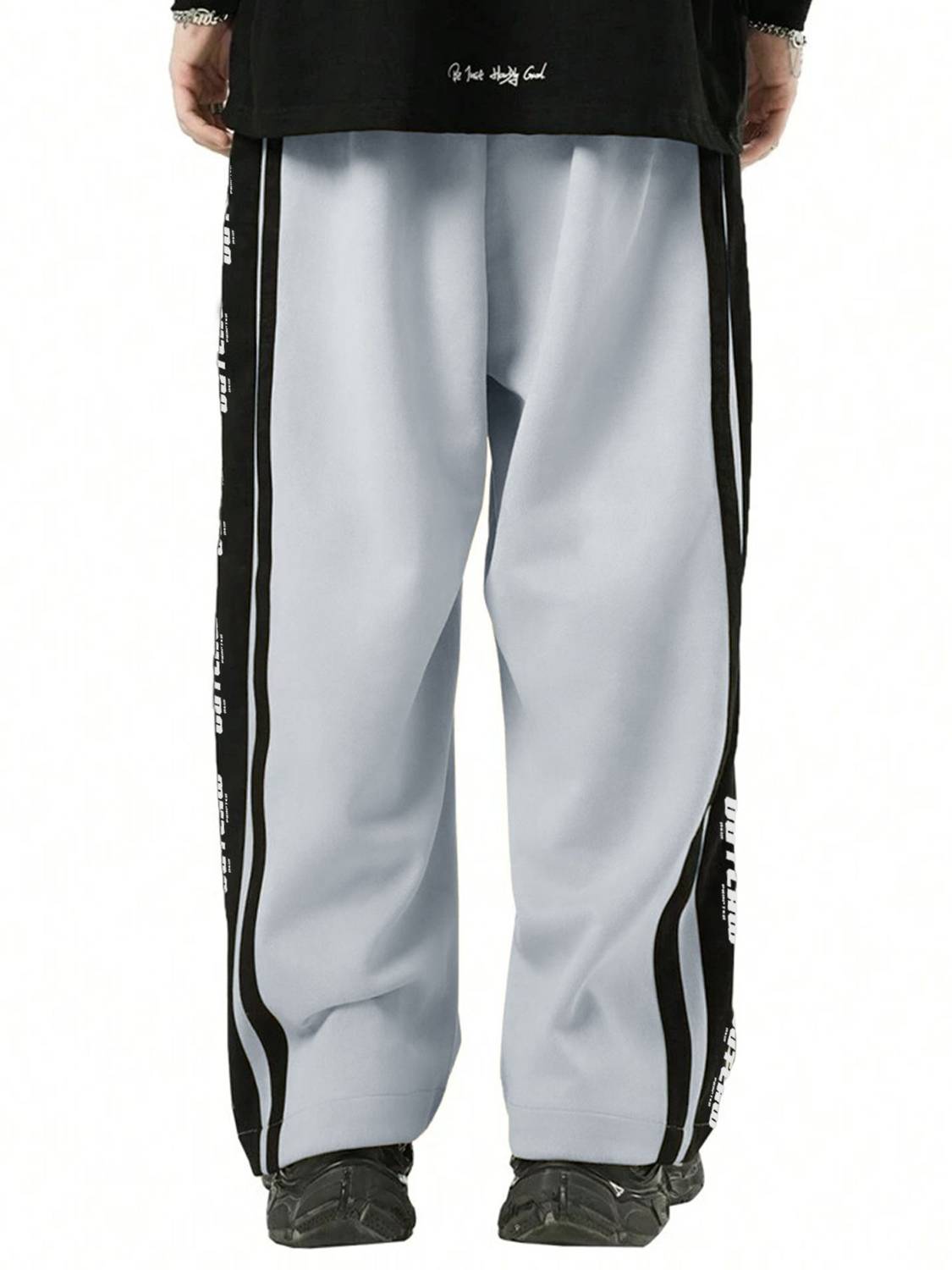 Jump Cuts Striped Men Grey, Black Track Pants - Image 4