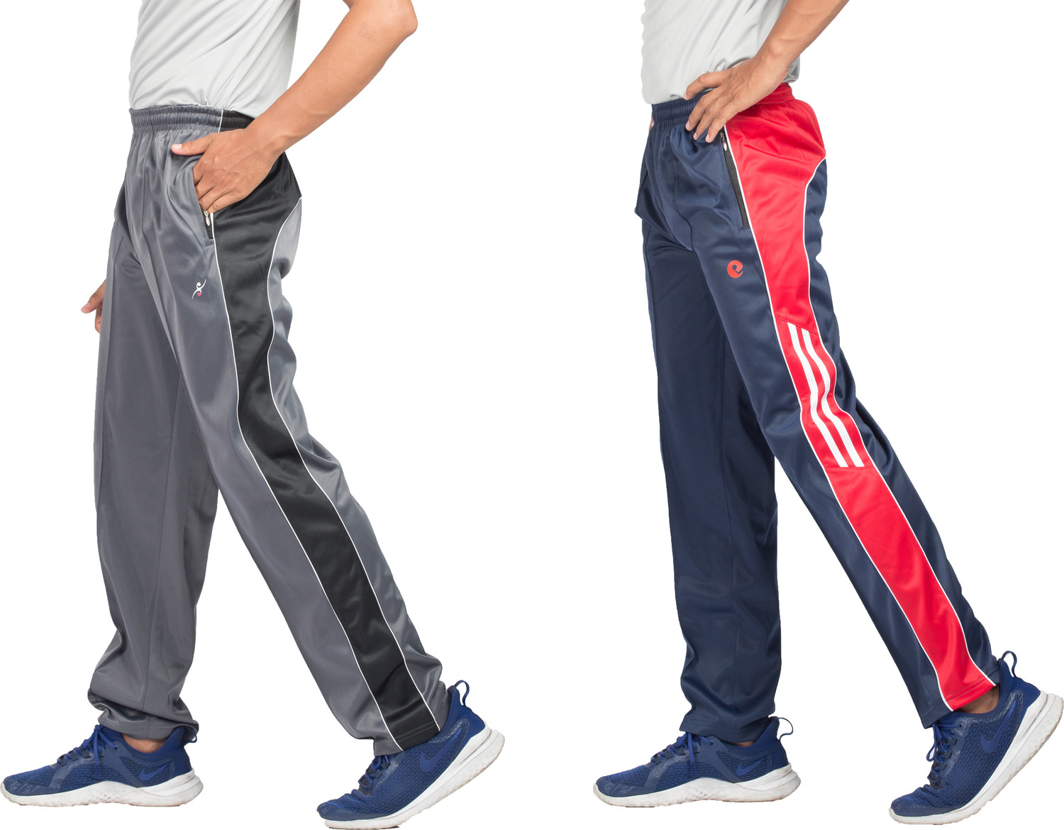 Image of ESTRO Solid Men Grey, Blue Track Pants