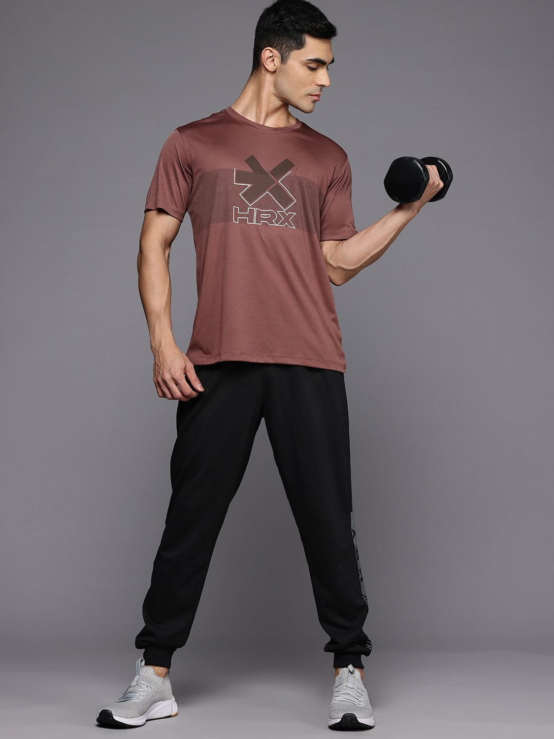 Image of HRX by Hrithik Roshan Printed Men Black Track Pants