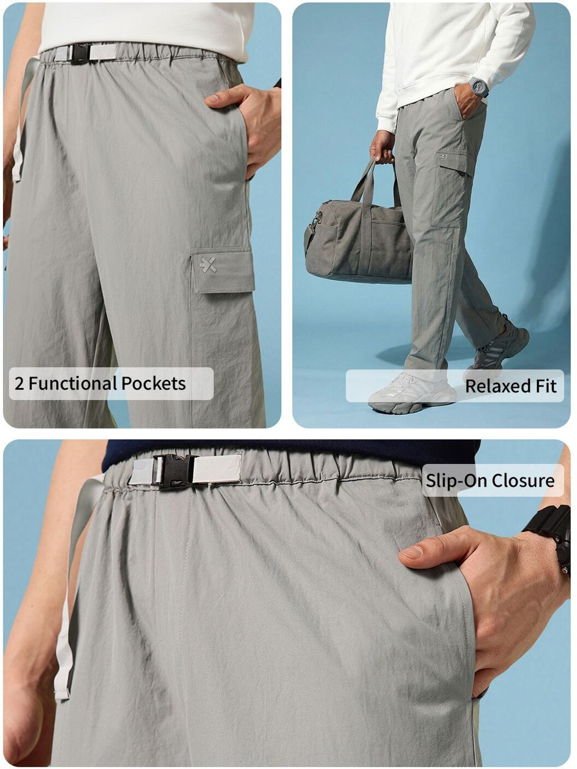 Image of HRX by Hrithik Roshan Solid Men Grey Track Pants
