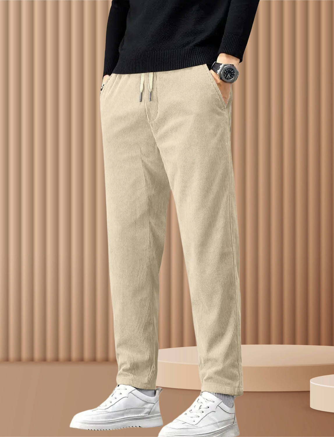 Image of METRONAUT Solid Men Beige Track Pants