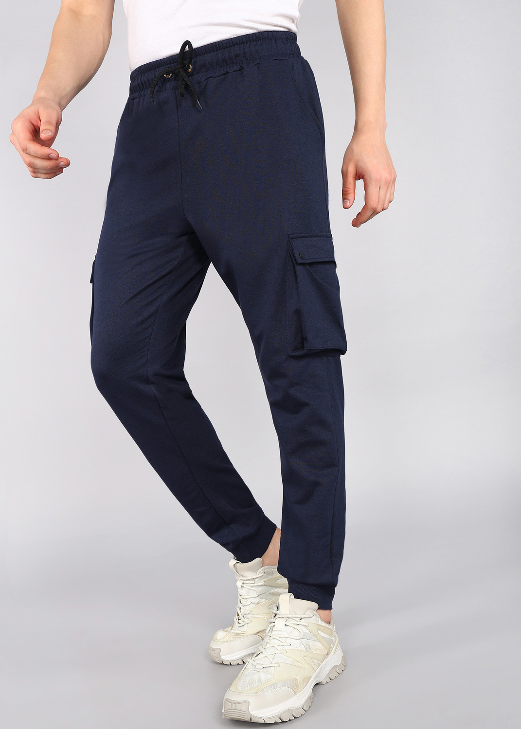 Image of Moda Rapido Solid Men Dark Blue Track Pants