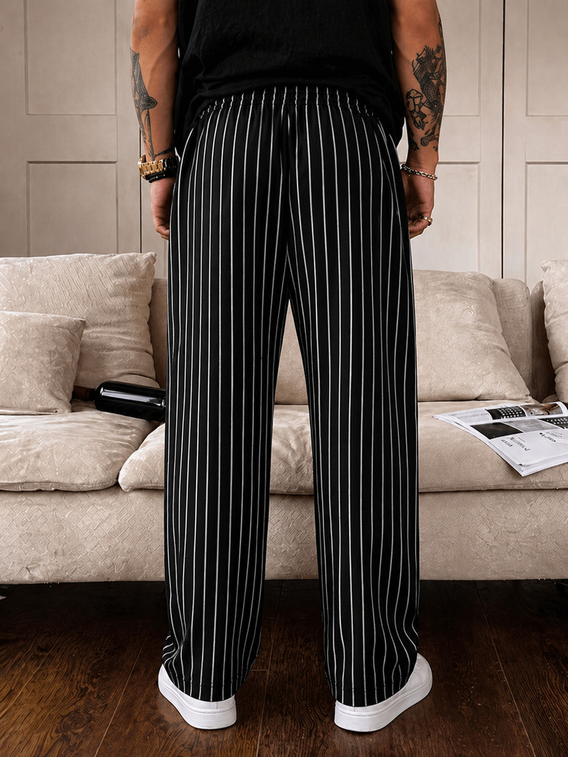 Image of KAJARU Self Design Men Black Track Pants