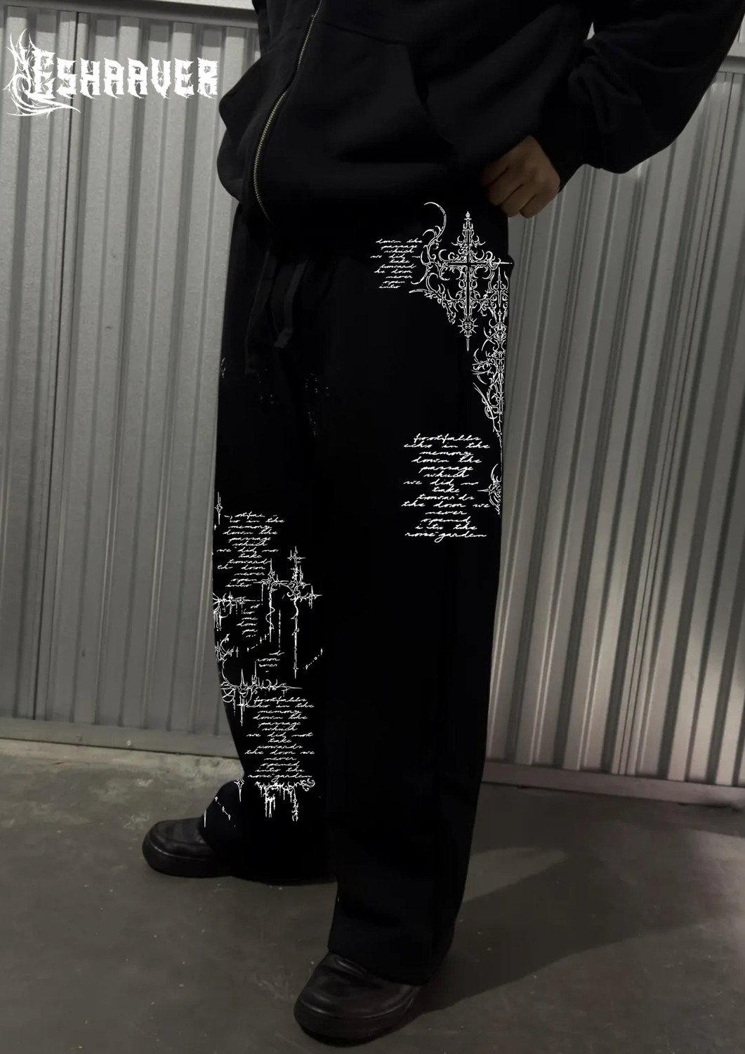 Image of Eshaaver Printed Men & Women Black Track Pants