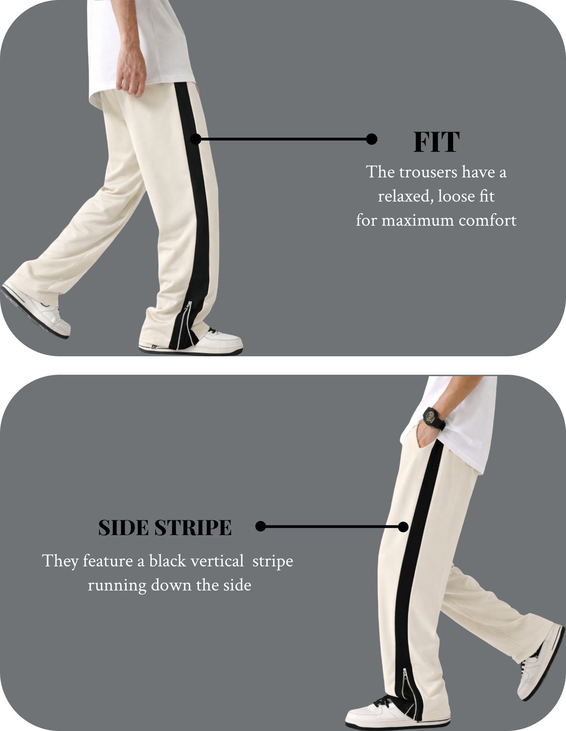 Image of Vontade Colorblock Men Beige Track Pants