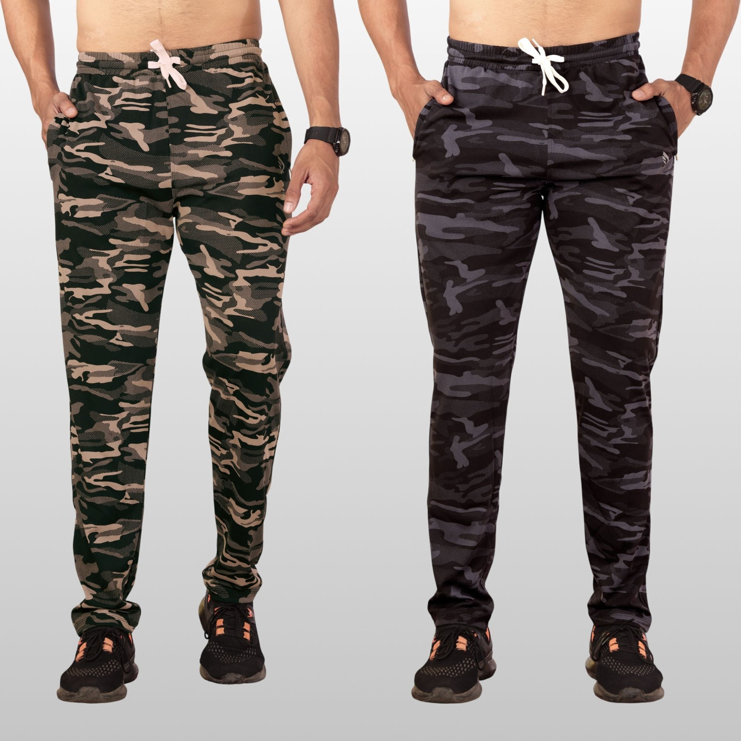 Image of DIHOX Printed Men Beige, Grey Track Pants