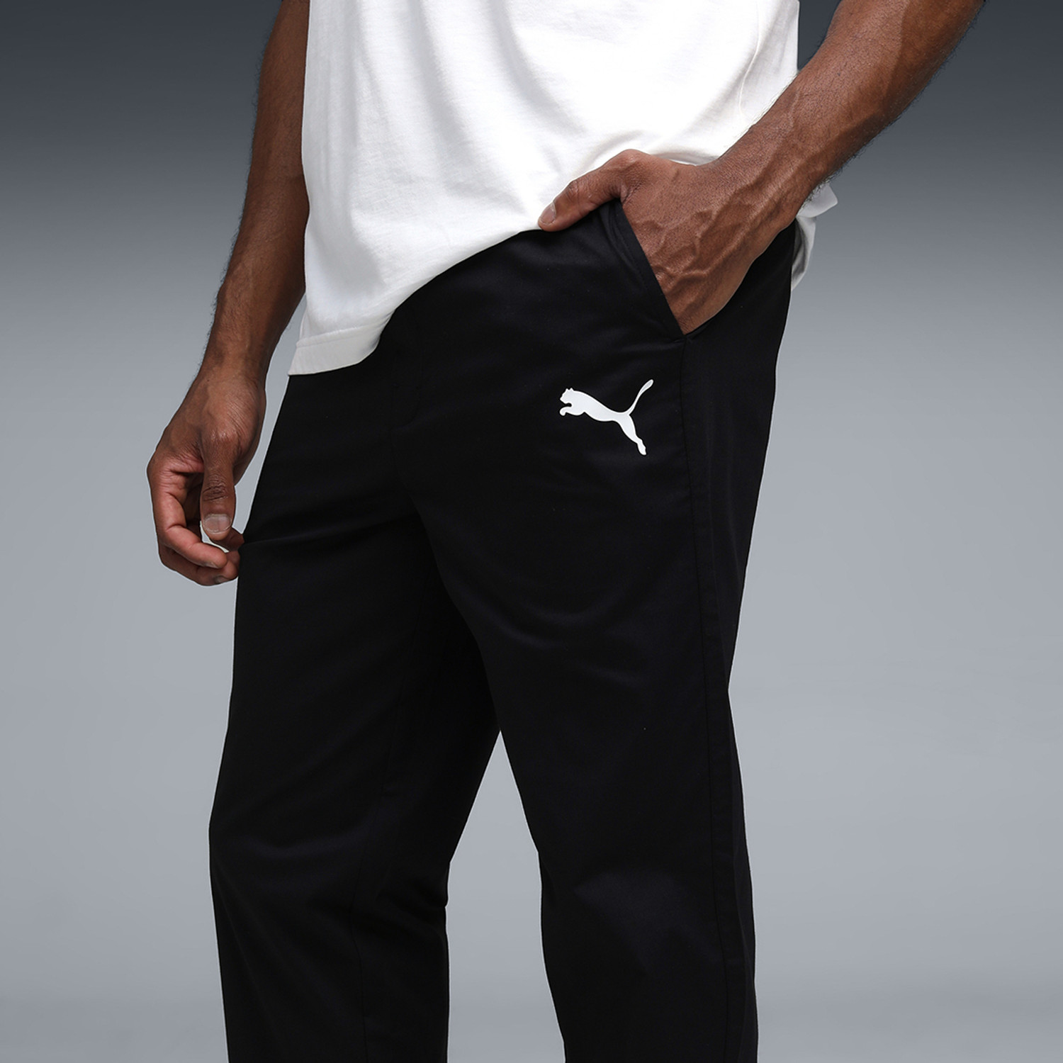 Image of PUMA Solid Men Black Track Pants