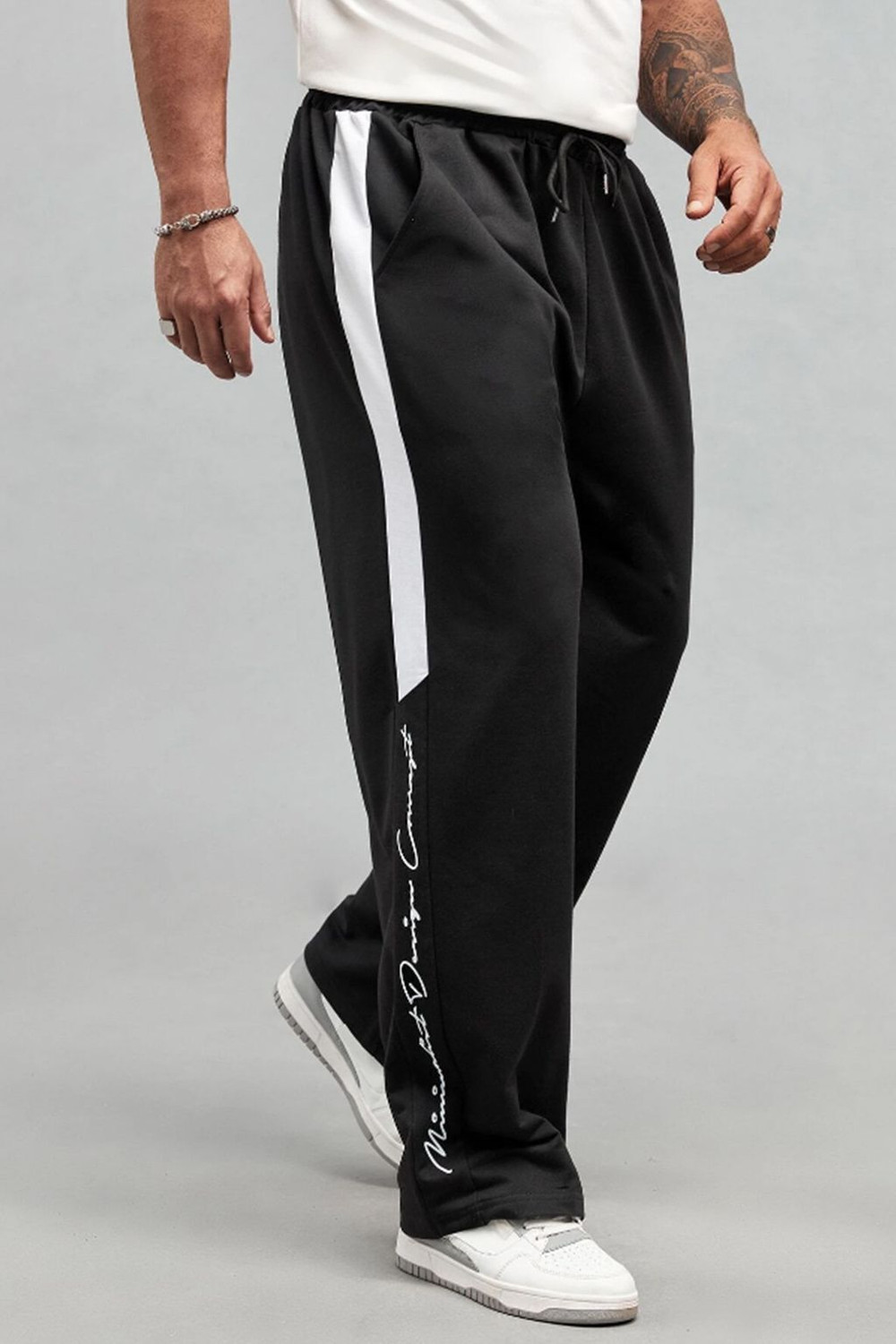Image of CULISH Striped Men Black Track Pants