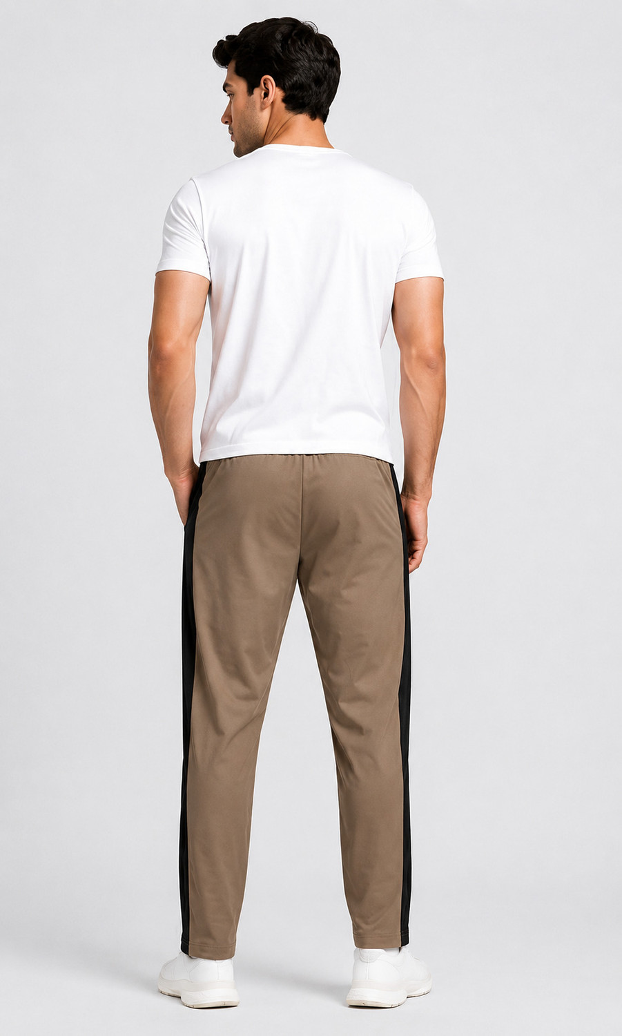 Image of DUYOURA Colorblock, Graphic Print Men Beige Track Pants