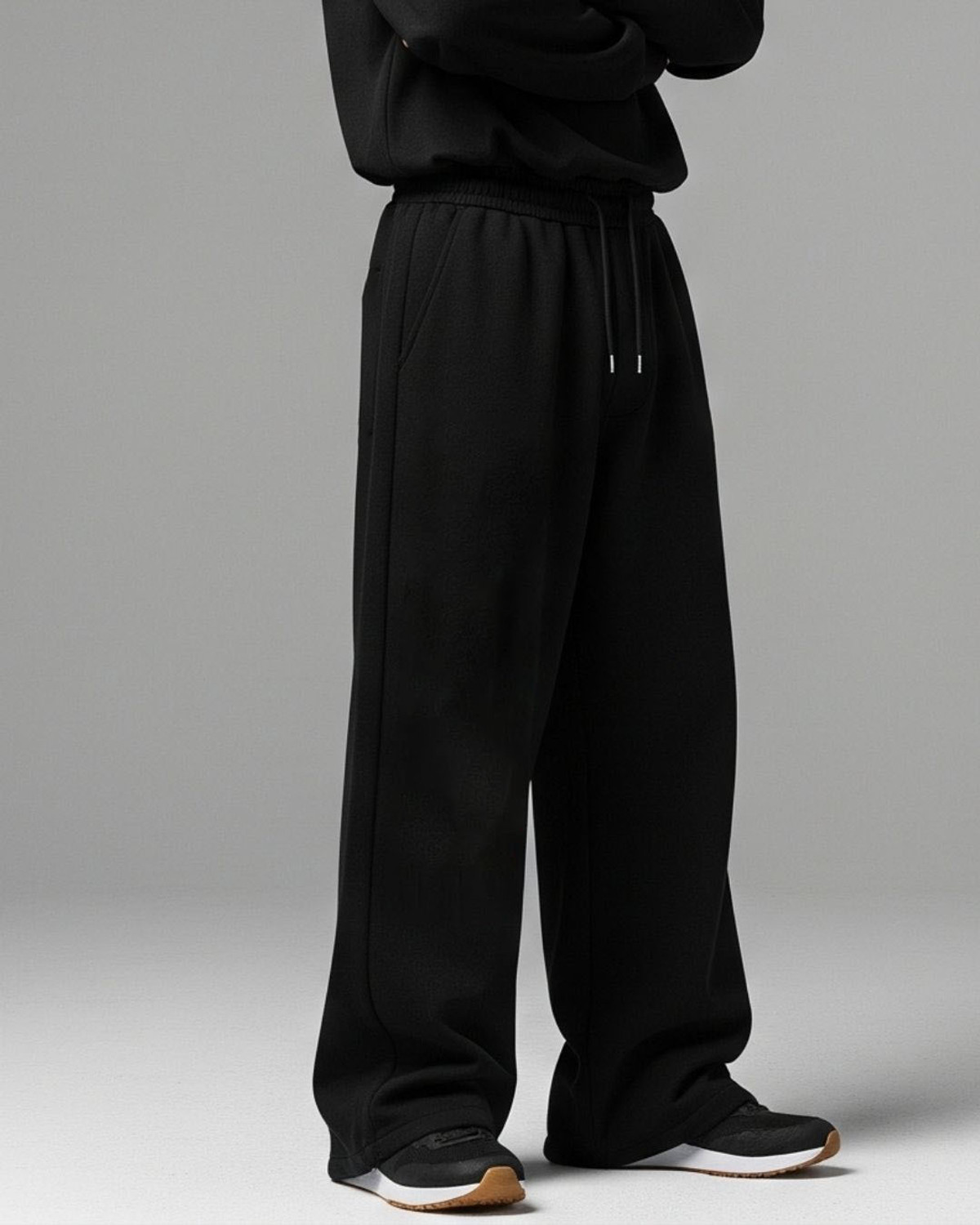 Image of Cloth N Code Solid Men Black Track Pants