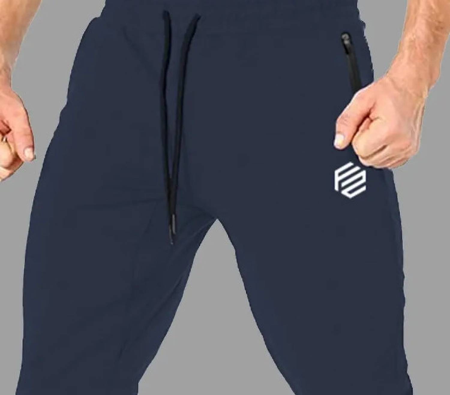 FLYZEN Pack of 3 Men's Solid Track Pants (Black, Grey, Blue) - Image 4