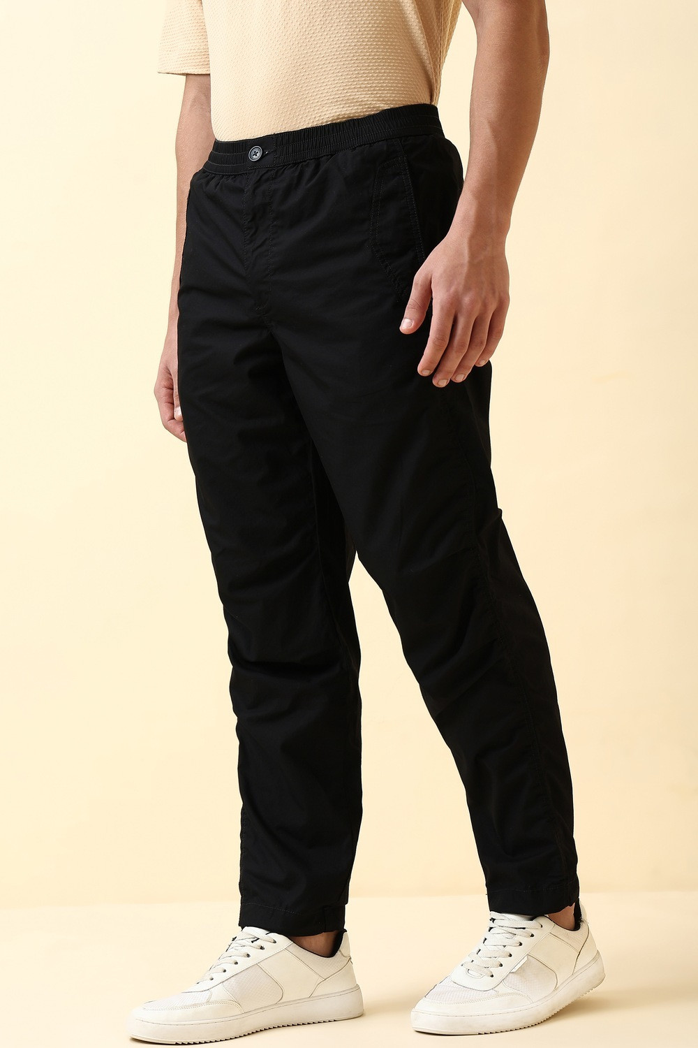 Image of Allen Solly Solid Men Black Track Pants